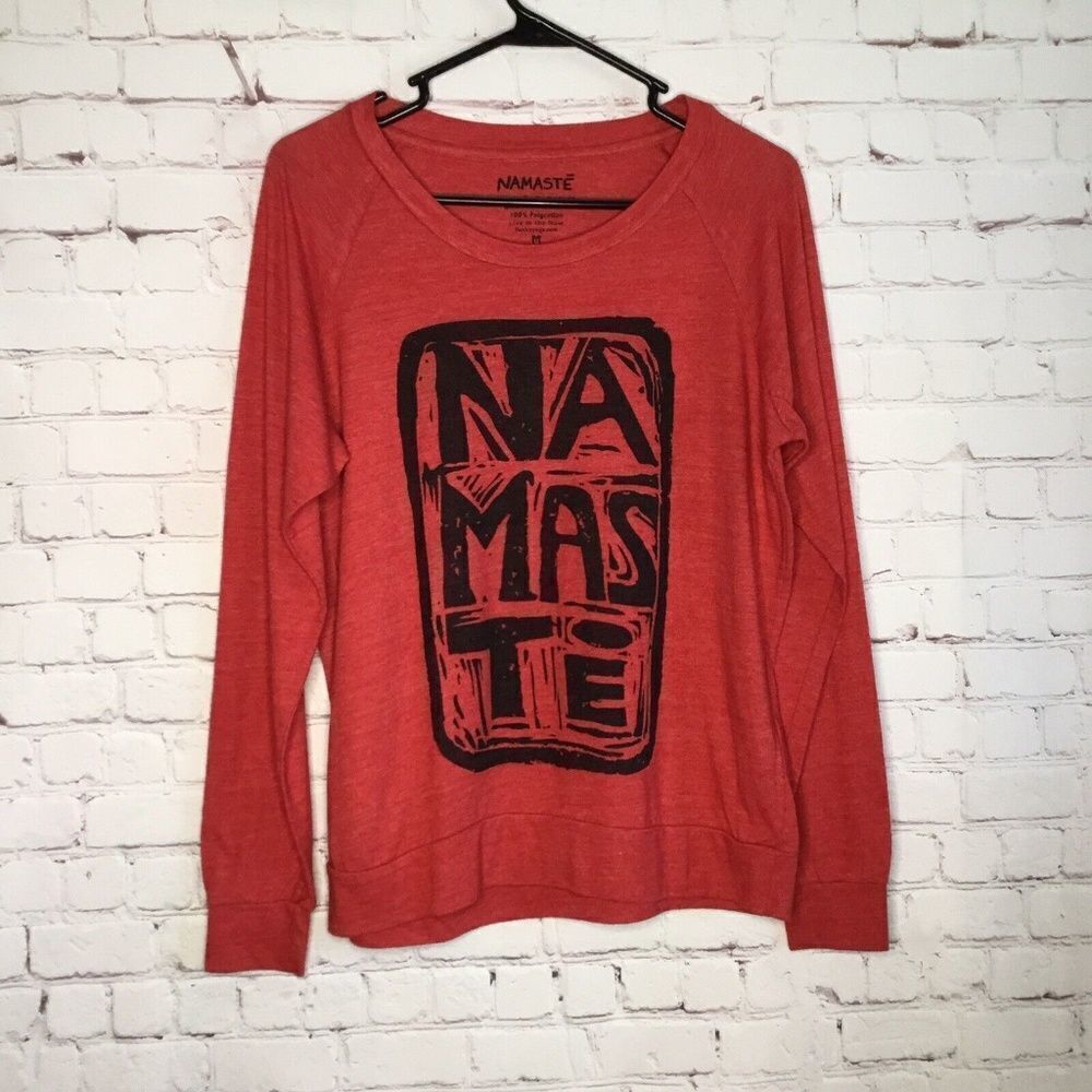 NWOT Namaste Live‎ in the Now Men's Red long sleeve Tee Size M